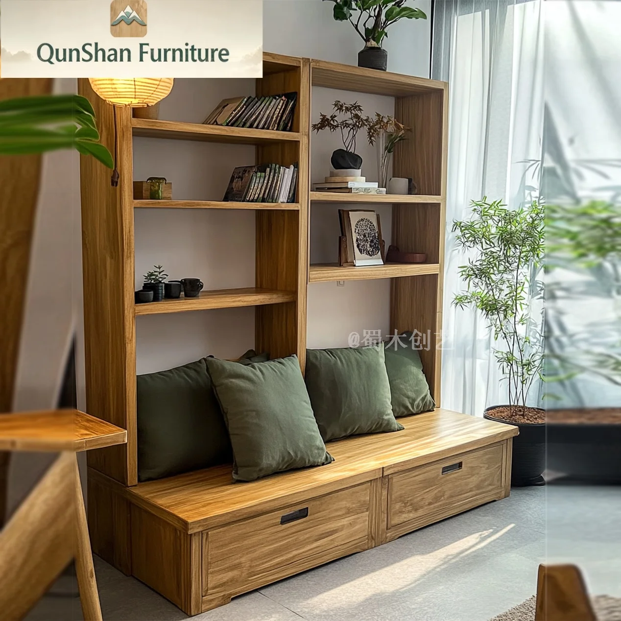 #Wood Modern Wall Bookshelf With Back Panel Tatami Conjoined Design Card Holder Full Wall Old Elm Sofa