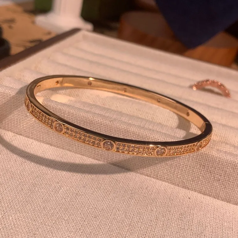 Fashion Elegant Premium Light Luxury Starry Double Row Diamond Anti Static Sports Bracelet with Platinum Champagne Gold Clasp
