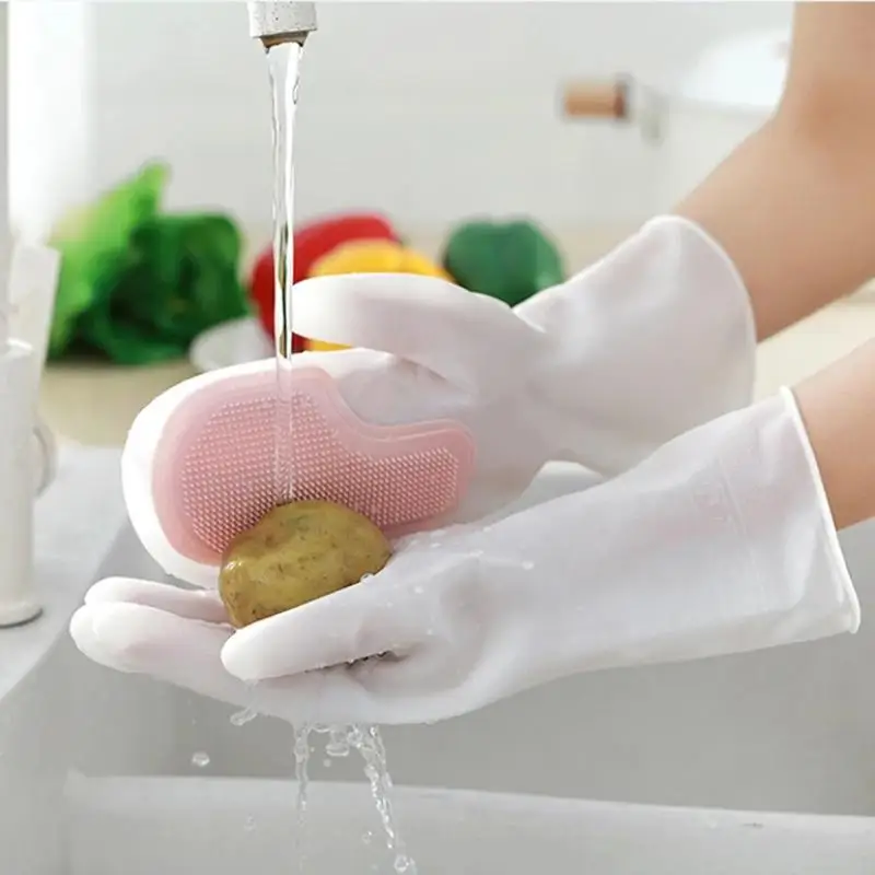 Cleaning Gloves Housework Laundry Waterproof Plastic Leather Household Non-Slip Durable Kitchen Dishes Accessories Gift