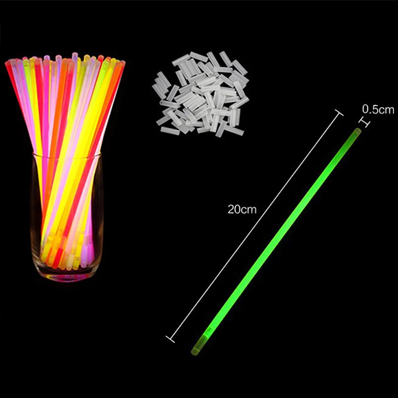 50/100Pcs Glow Stick Fluorescent Stick Neon Necklace Bracelets Party Light Stick For Wedd Festive Concert Party Glow Stick