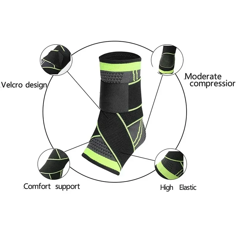 Compression Ankle Brace Protector Adjustable Ankle Support for Running Basketball Soccer Outdoor Sports Gym Bandage Ankle Strap