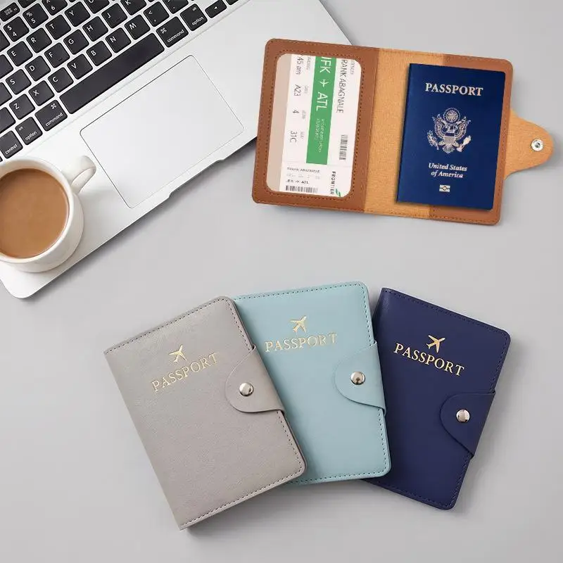 PU Leather Travel Wallet for Passports Snap Closure Multiple Colors Women Accessory