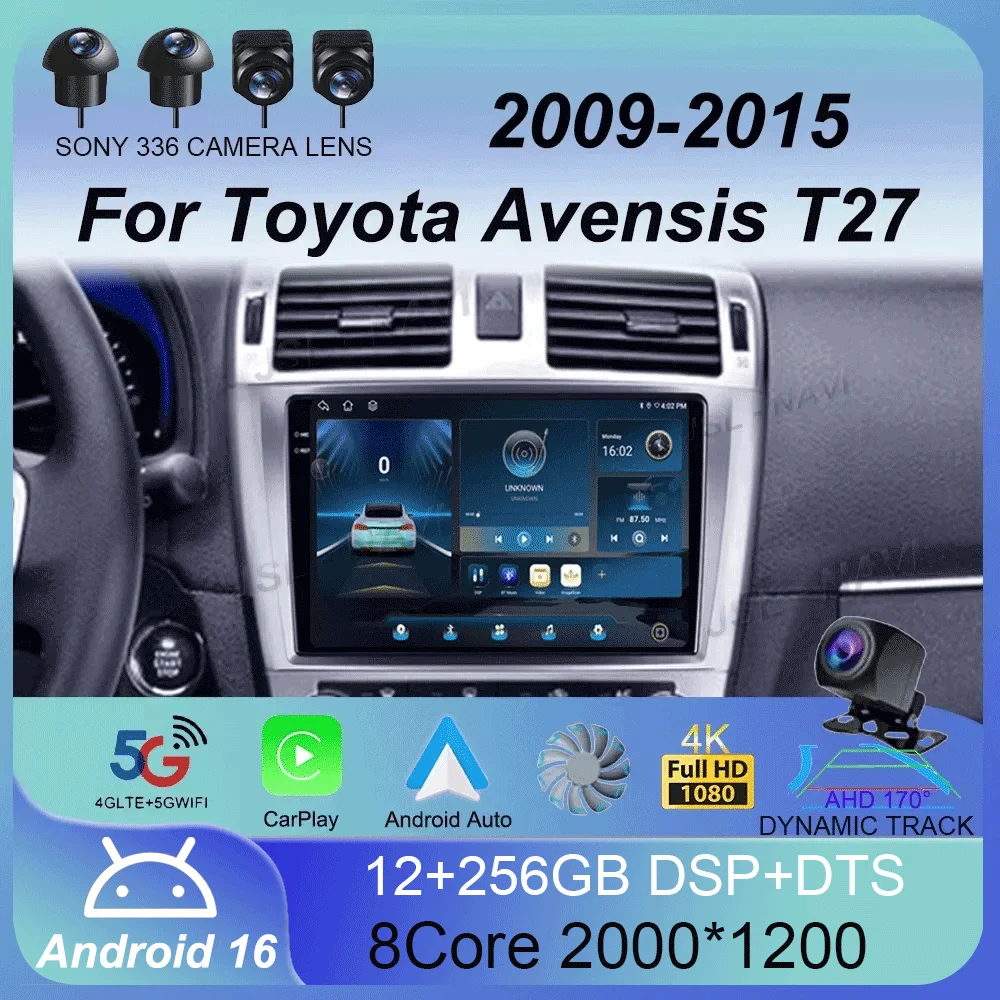 

Car Radio Android 16 Carplay Auto For Toyota Avensis T27 2009 - 2015 Navigation GPS Multimedia Player video Stereo WiFi+4G BT