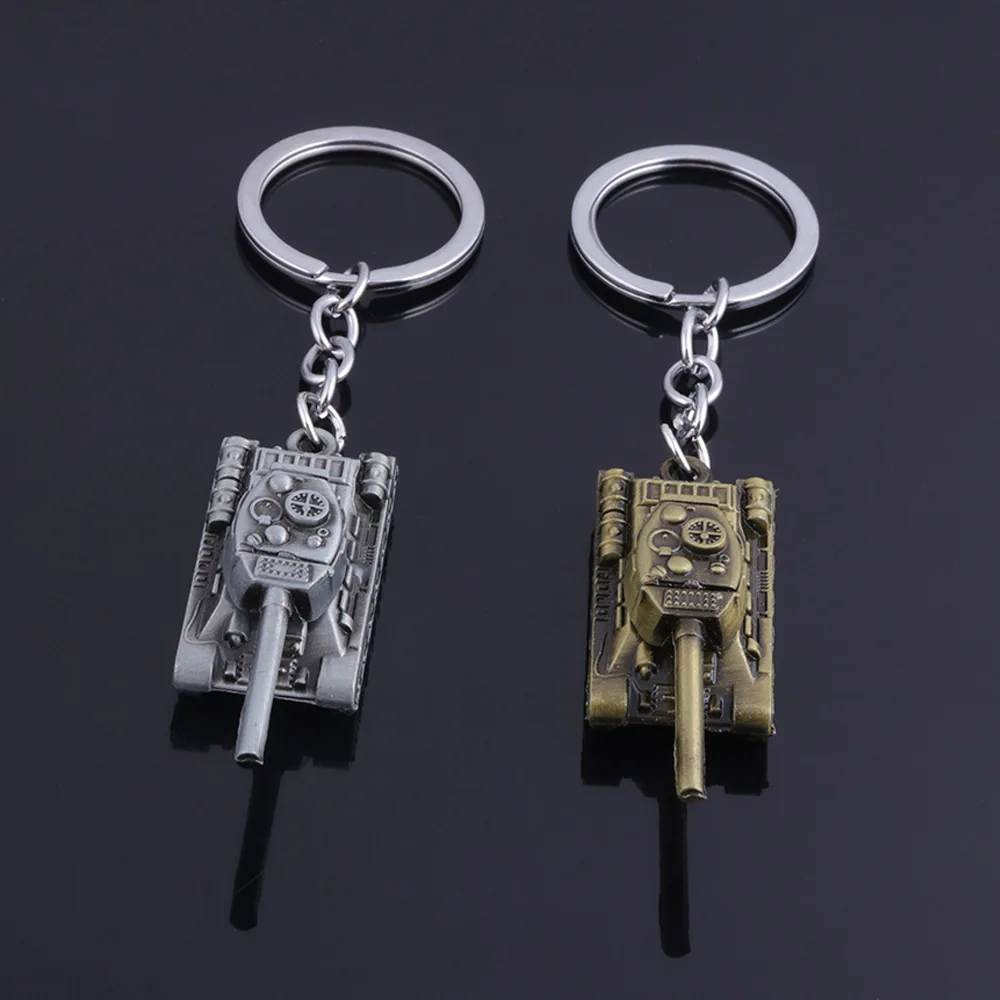 New Metal World Of Tanks Keychains Punk Weapon Model Pendant Keyring for Men Car Key Chain Backpack Decor Kids 3D Toy Gifts