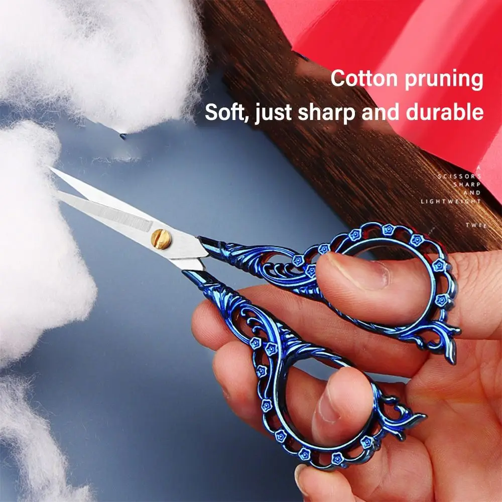 Retro Puntige Schaar Perzik Bloesem Carving Rvs Naaien Schaar Craft Tool Multifunctionele Handwerken Schaar Thuis