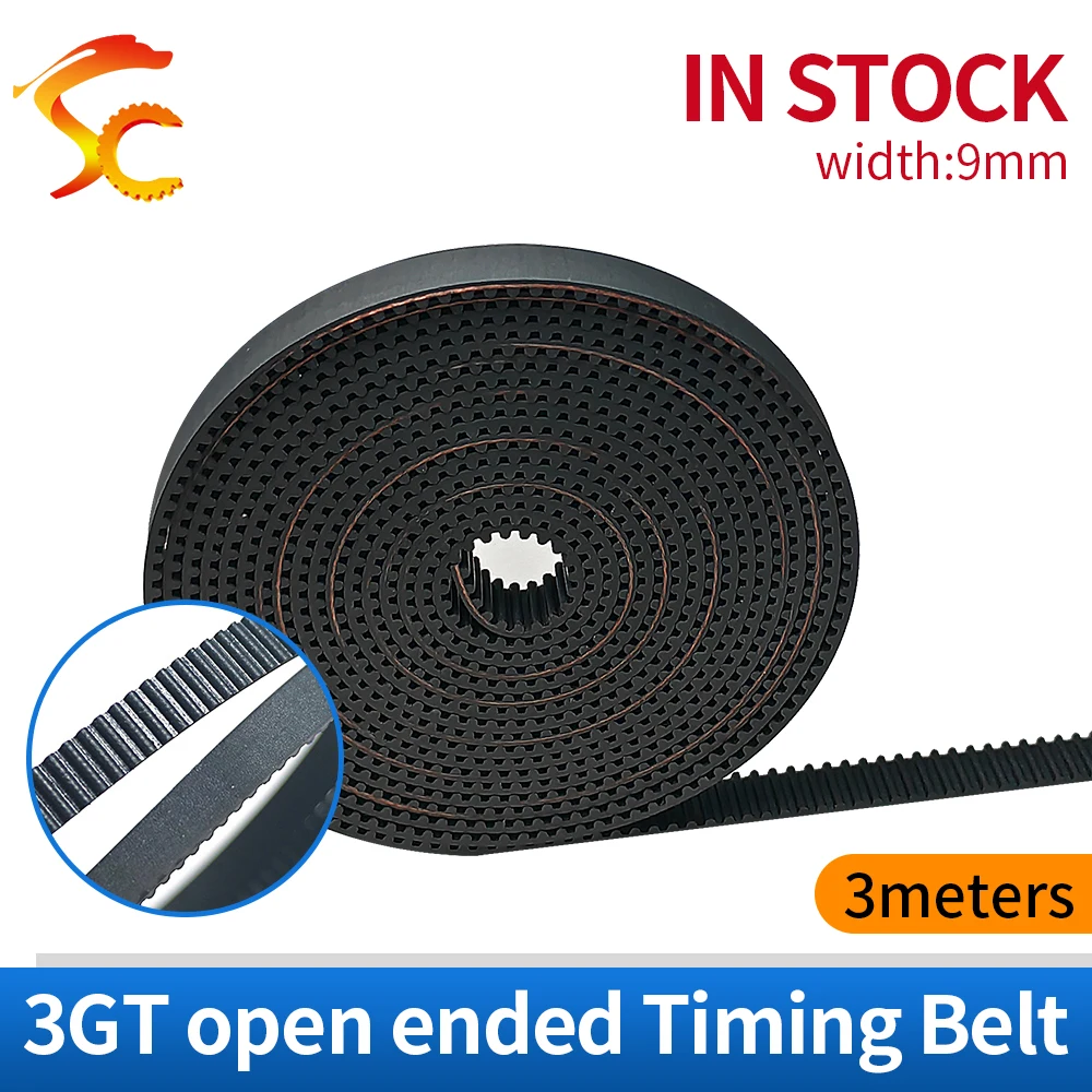 High quality 3Meters/lot GT3 9mm width open ended rubber timing belt for laser engraving CNC machines (3GT 9MM)