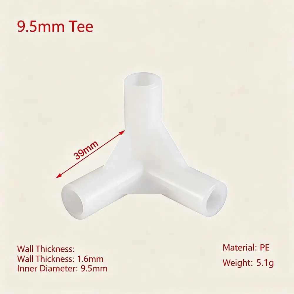 5pcs 8mm Plastic Pipe Joint Connector White Black Two way 90 Degree Tee Way Elbow Connector Plant Support