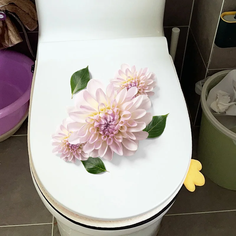 Rosa lila Blume Toiletten aufkleber wasserdicht wc Toiletten deckel Vinyl Aufkleber Blumen Badezimmer Toilette Dekoration Toiletten abdeckung Aufkleber