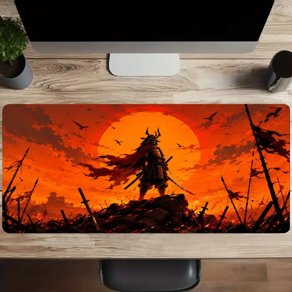 Samurai Mouse Pad Oversized Soft Anti-slip Desk Mat For Bedroom Study Gaming Setup Office Rug Mousepad 900x400 Desk Decorating