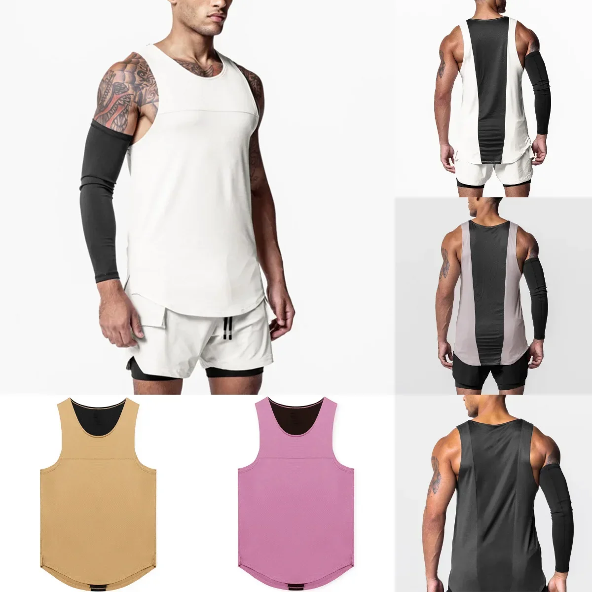 

Elastic Oversized Tops for Men Casual Sports Vest Muscular Fitness Mens Vest