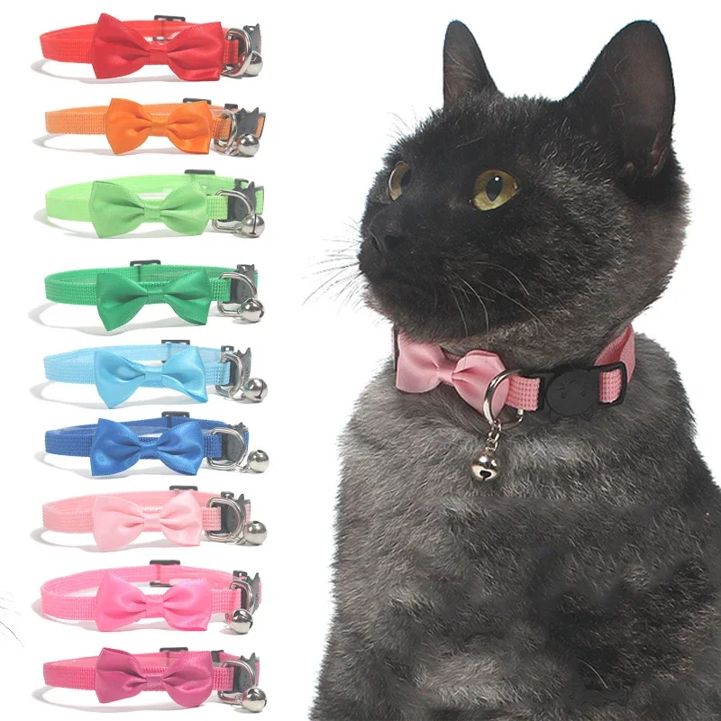 Adjustable Pet Dog Collar for Puppy Cat Nylon Leash Necklace with Bells Bow Tie Cat Collars Festival Wearable Party Pet Products