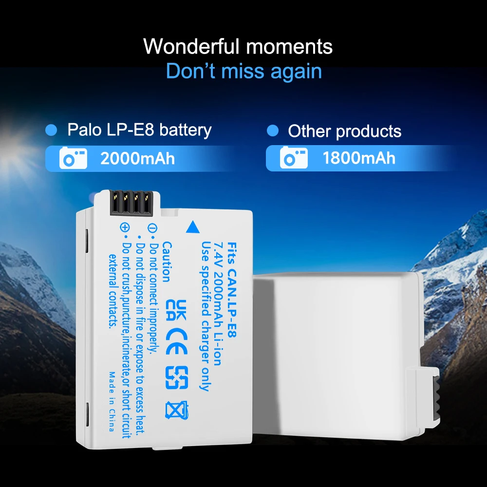 PALO LPE8 Battery Pack LP-E8 Bateria LP-E8 LP E8 For Canon 550D 600D 650D 700D X4 X5 X6i X7i T2i T3i T4i T5i DSLR Camera 0.11