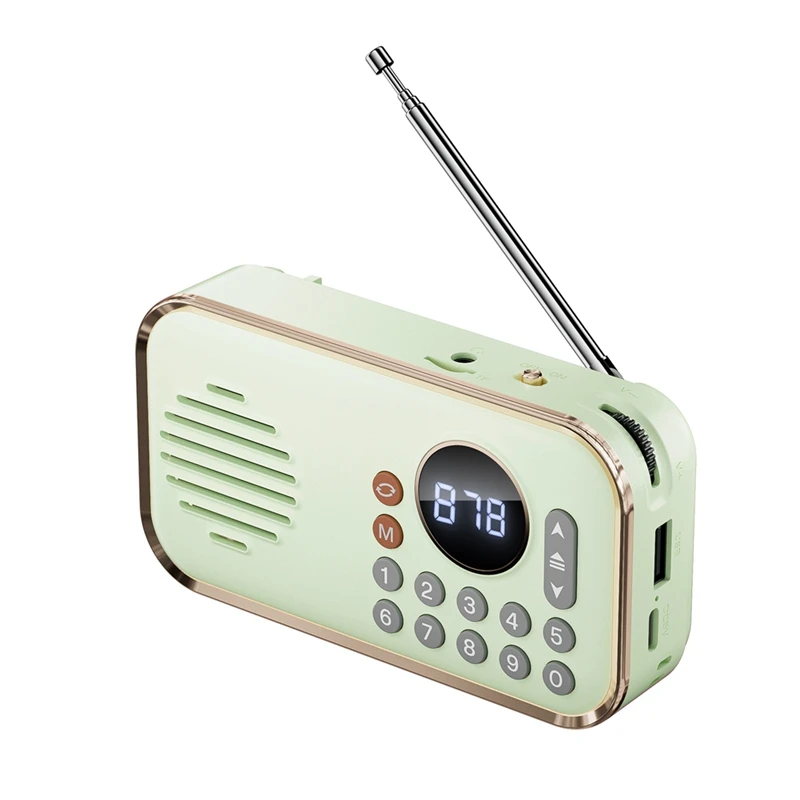 B34B-Portable FM Radio Rechargeable Small Wireless Bluetooth Speaker Surround Stereo Sound USB Vintage Radios