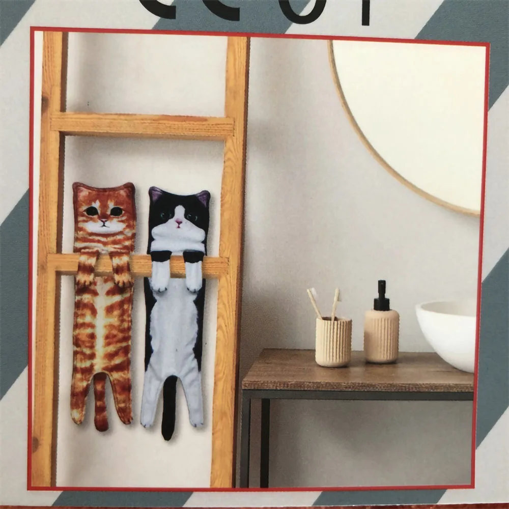 Hangable Realistic Cat Towel Kitchen Bathroom Hand Wipes Absorbent Towel Cat Towel Can Hang Hand Wipes Cat Claws With Buttons