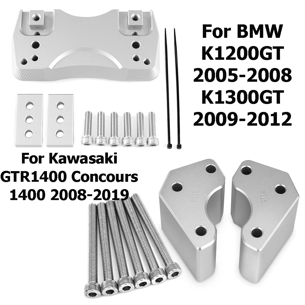For BMW K1200GT K1300GT Motorcycle Handlebar Risers Height Up Adapters Mounts Extension Kit For Kawasaki GTR1400 concours 1400