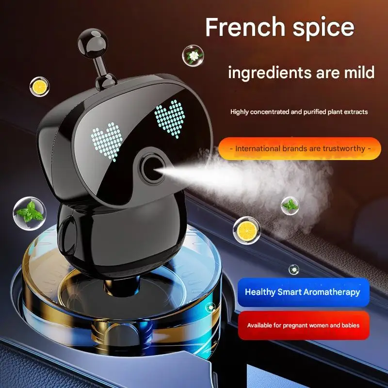 Smart Car Aroma Diffuser Auto Start Stop Intelligent Spray Fragrance Diffuser Dynamic Expressions Air Freshener Car Accessories