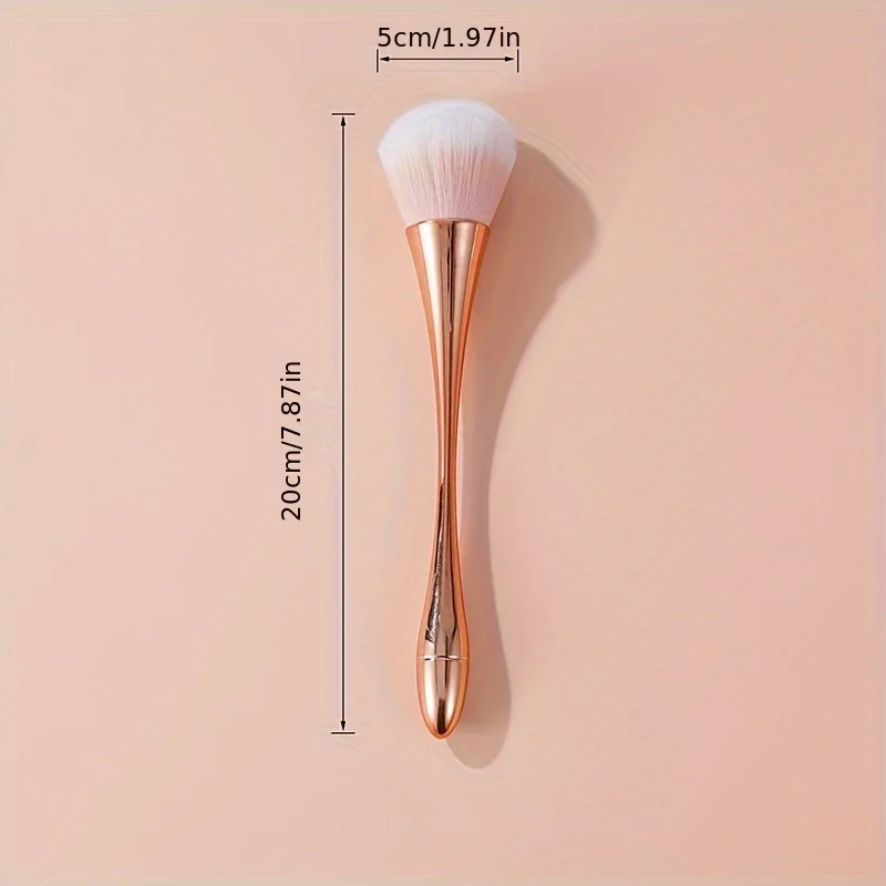 Brocha de maquillaje abanico rosa dorado, brocha para polvo suelto, iluminador y rubor, cerdas suaves para fijar el maquillaje 6