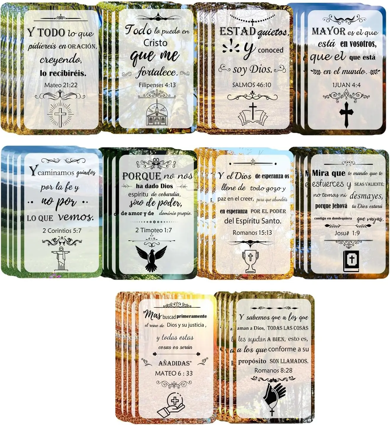 50Pcs Small Religious Bible Verse Card 2x3inch Jesus Faith Religious Motivational Cards with Christian Scriptures  Landscape