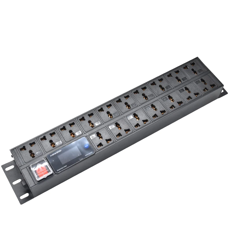 PDU Power Strip Distribution Unit, medidor de energia, voltímetro, amperímetro, soquete do interruptor, interruptor de ruptura, 17 maneiras, 2U, 19"