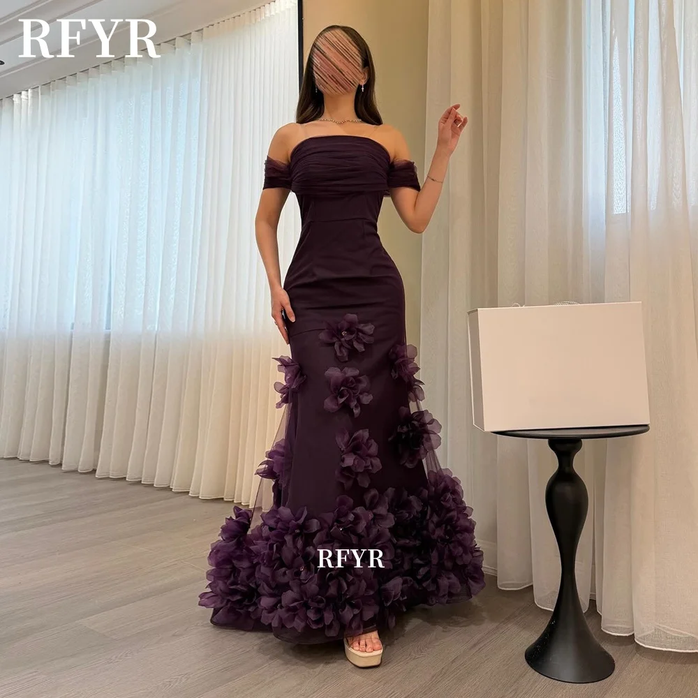 

RFYR Off Shoulder Princess Dress 3D Flowers Prom Dress Mermaid Evening Dress Luxury Party Dress robes de soirée Customized