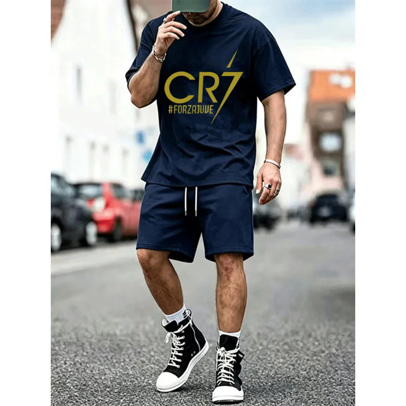 

Men's Casual 2 Piece Tracksuit Geometric Print T Shirt And Shorts Streetwear Mesh Set