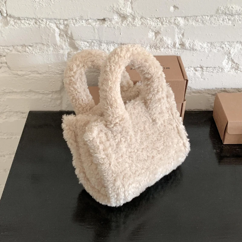 

Winter Fluffy Top Handle Bag Crossbody Vintage Casual Mini Square Shoulder Bag for Women Simple and Versatile Texture Mini Bag