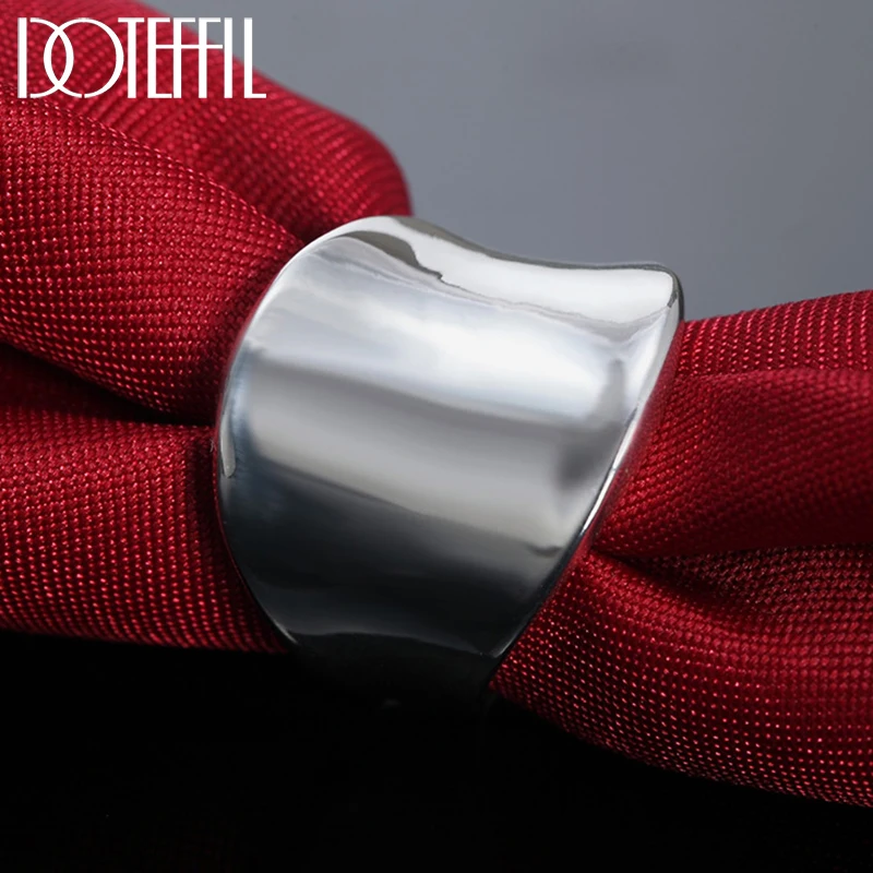 

DOTEFFIL 925 Sterling Silver Concave Smooth Ring For Man Women Fashion Wedding Engagement Party Gift Charm Jewelry