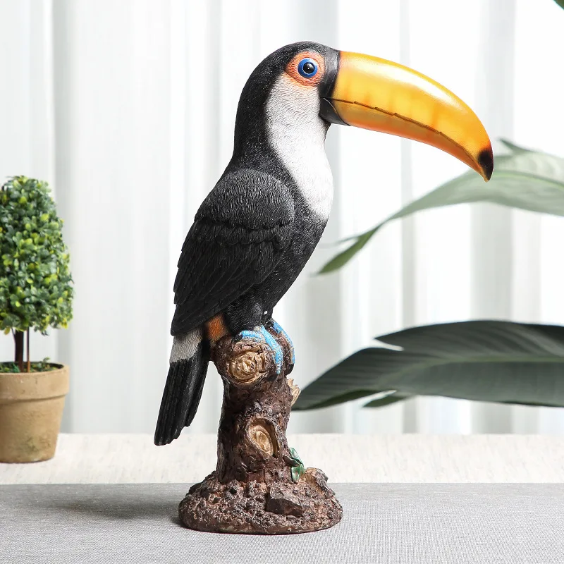 Creative Ornament Simulation Ramphastos Toco Miniatures Living Room TV Cabinet Home Decoration