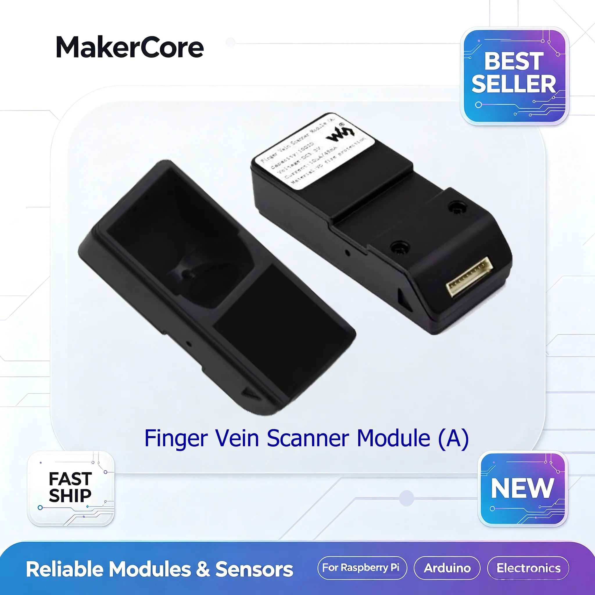 Thin-Type All-in-One Finger Vein Recognition Module with Built-in Cortex Core USB Drive-Free UART Communication Interface