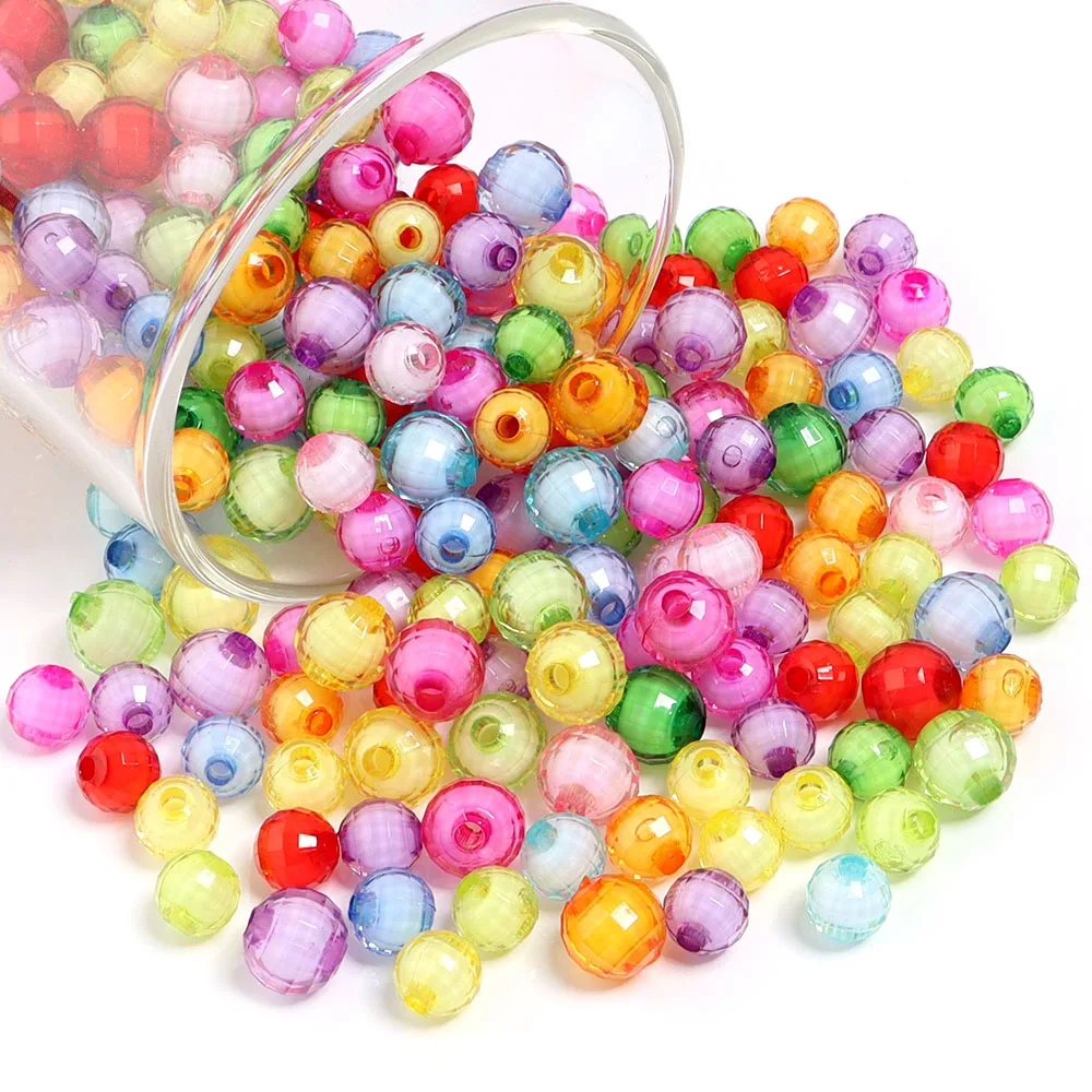 20-100pcs/bag Colorful Acrylic Bead Earth Shape Transparent Round Loose Spacer Bead For Diy Jewlery Making Bracelet Accessories