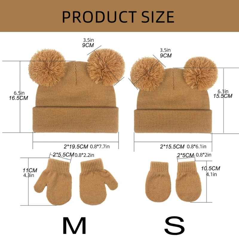 Baby Autumn Winter Warm Knit Hat & Gloves Set Unisex for 0-12 Months Infants top quality image 6