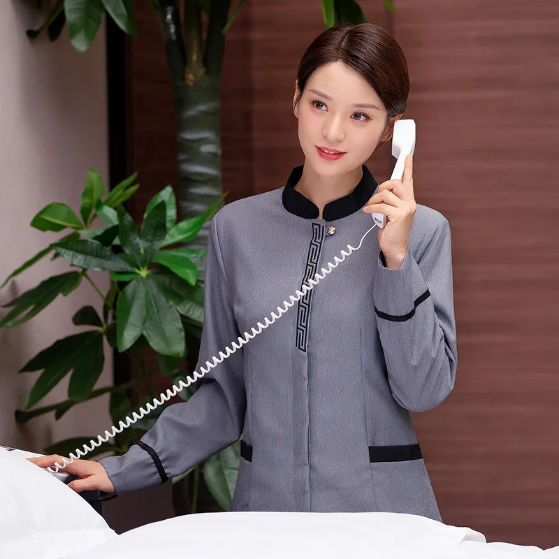 Hotel Guest Room PA Aunt Uniform Long Sleeve Work Clothes Property Housekeeping Hospital Cleaner Wholesale