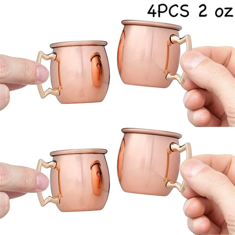 

4pcs 60ml 2-Ounce Moscow Mule Copper Mugs Metal Mug Cup Stainless Steel Beer Wine Coffee Cup