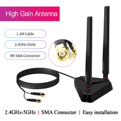 WiFi Antenna RP-SMA Male Connector Dual Band 2.4GHz 5GHz For AX210 AX200 PCI-E WiFi Network Card Adapter Wireless Router Desktop