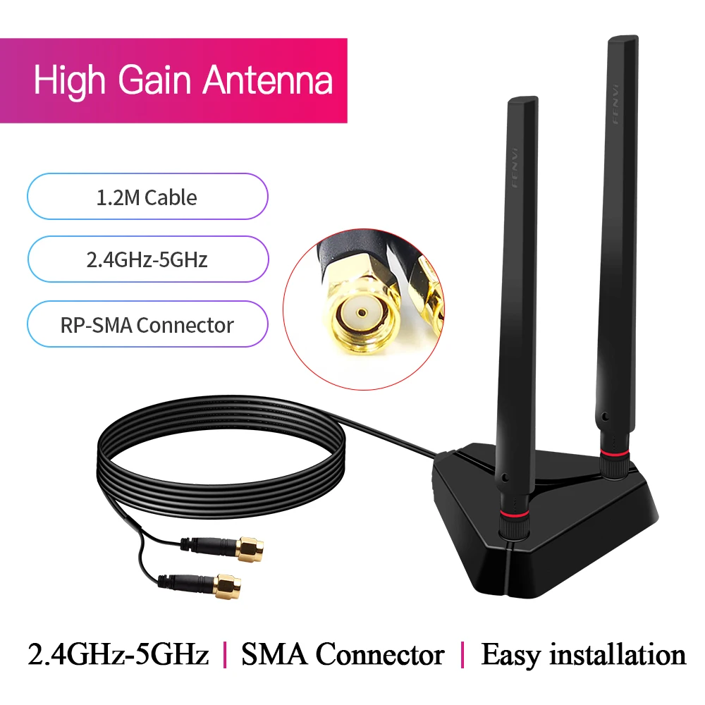 WiFi Antenna RP-SMA Male Connector Dual Band 2.4GHz 5GHz For AX210 AX200 PCI-E WiFi Network Card Adapter Wireless Router Desktop