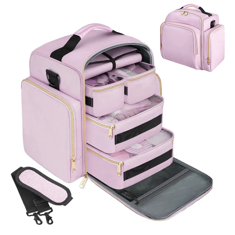 

Travel Cosmetic Bag Storage Bag 4 Detachable Boxes 1 Jewelry Organizer Roll Multiple Storage Bags Large Capacity Cosmetic Bag