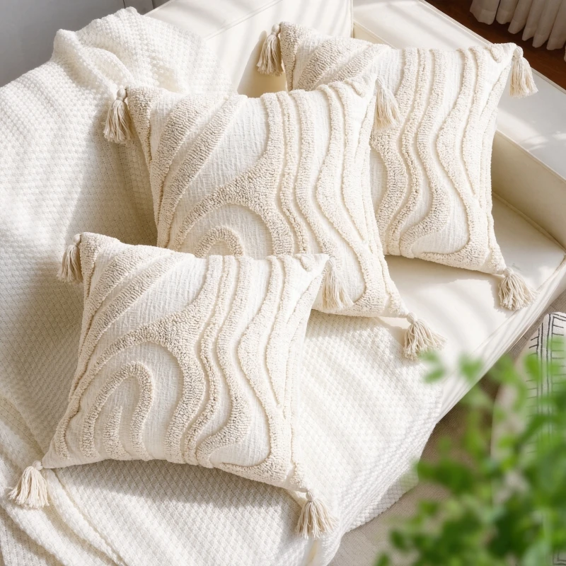 Bohemian Pillowcase with Tassel Cushion Cover for Bedhead Sofa Home Decoration Pillow Cover Size 45×45cm