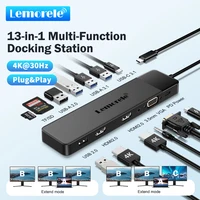 Lemorele USB C HUB 13 en 1 estación de acoplamiento 4K30Hz HDMI USB3.0 PD100W RJ45 VGA SDTF USB divisor para ordenador portátil Macbook Pro Air iPad