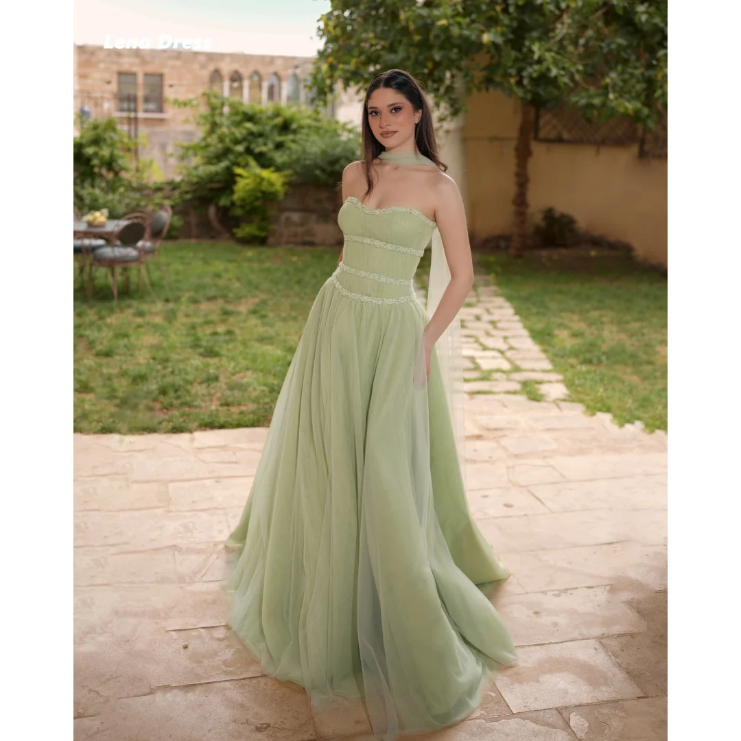 Lena sans manches robes de soirée élégantes pour mariage femme sur mesure de luxe femmes robe de soirée femme châle ligne une robes de bal