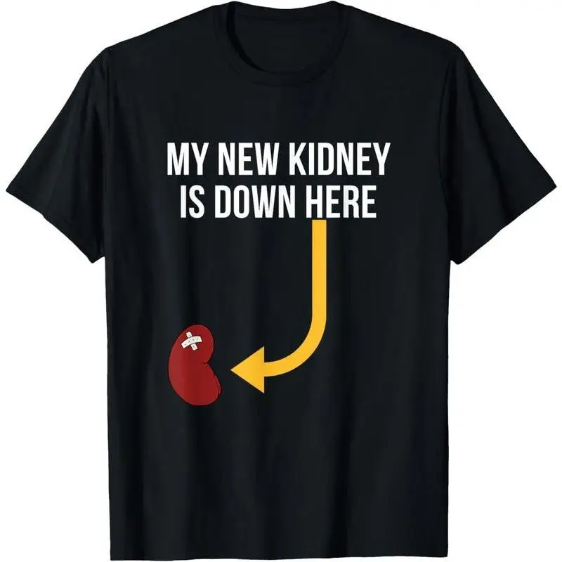 

Unisex Funny New Kidney T-Shirt Organ Transplant Survivor Graphic Tee Humorous Medical Gift Donor Recipient Slogan Casual Top