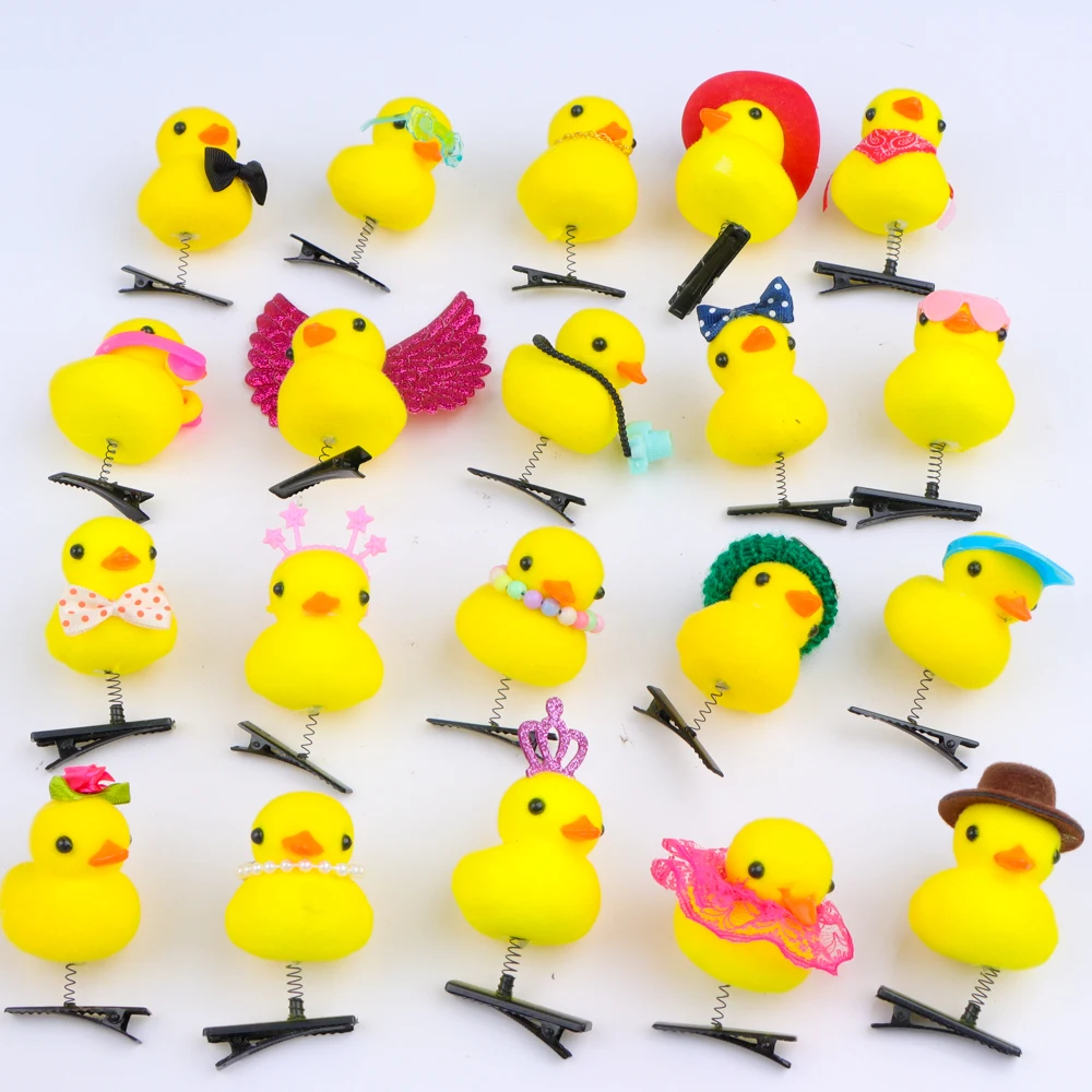 

10/20/50/100Pcs/Lot Cartoon Funny Children 3D Little Yellow Duck Plush Hairpin Fashion DIY Duckbill Clip Accessories Party Gifts