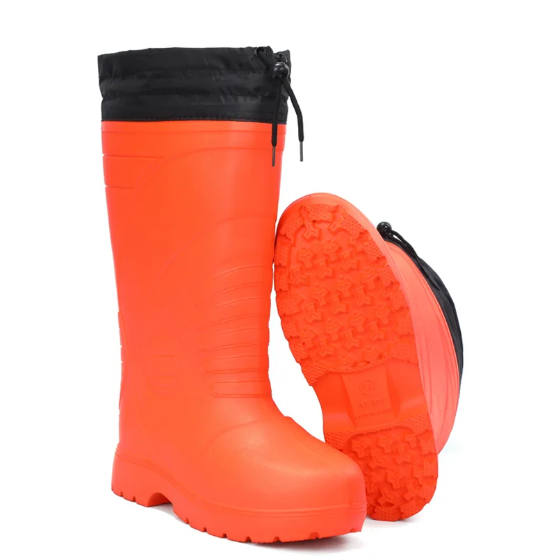 New Men Fashionable Knee-high Rain Boot Waterproof EVA Warm Rain Boots Outdoor Safety Water Shoe Men Fishing Car Wash Work Shoes