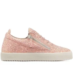 Cheryl Peach Pink Glitter Low Top Cut Trainers Woman Side Zipper Lace Up Board Shoes Women Daily Casual Shoes Chaussure