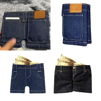 Portable Retro Pants Mini Jeans Wallet Foldable Denim Coin Purse Card Holder Cool Small Sized Multi-functional Purse