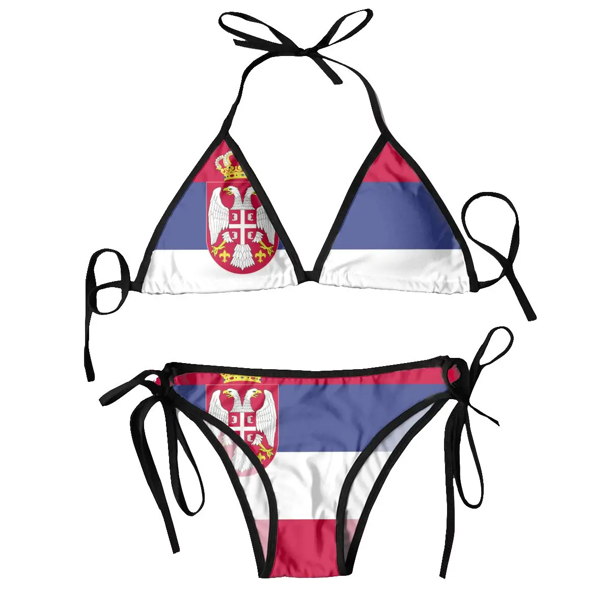 Bikini Femme 2024 Luxe Serbian Flag Two Piece Women's Set