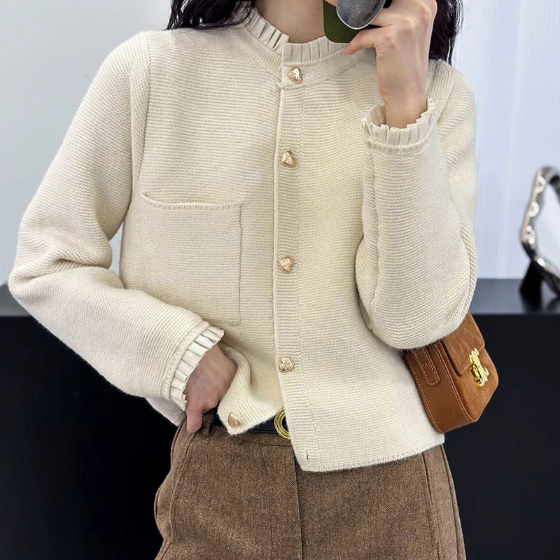 2024 Women Spring Sweater Single Button Stand Collar Sweater Cape Coat Cardigans Women Tops Casual Korean Fashion Tops