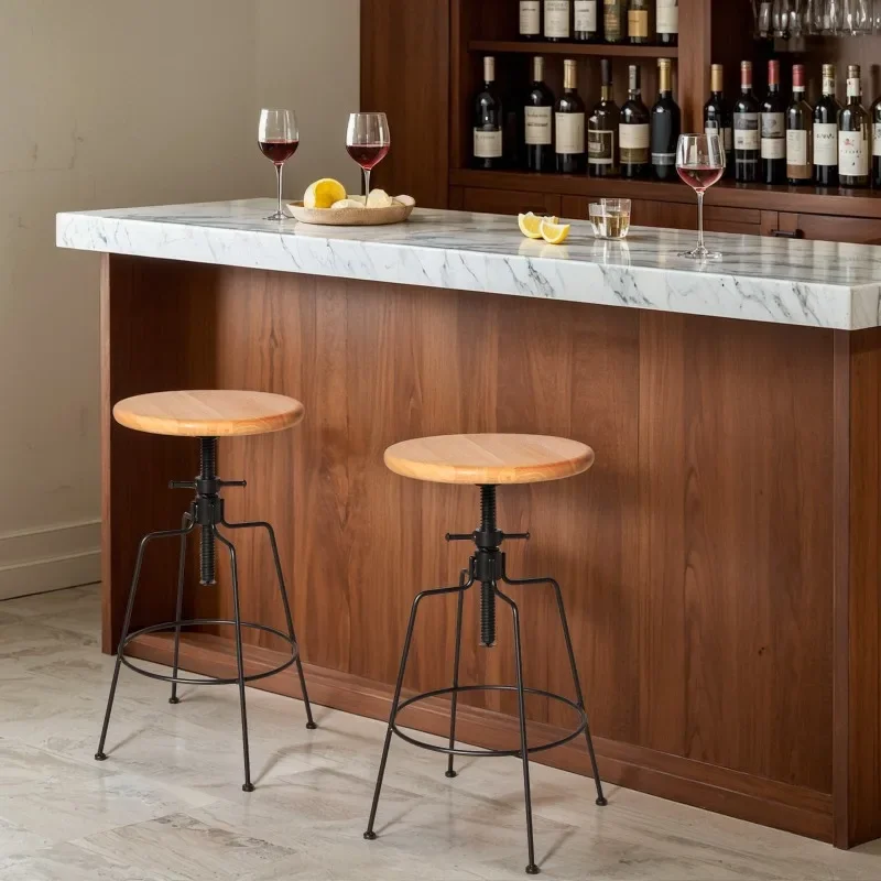 

Retro Industrial Style Living Room and Kitchen Creative Height-adjustable Bar Iron Chairs for Receiving Guests and Bar Stools