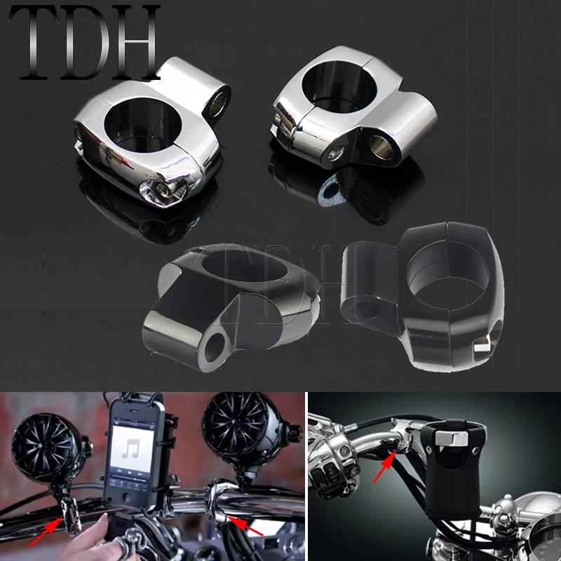 Motorbike Handlebar Rearview Mirror Mount Clamps Auxiliary Light Speaker Power Point Mounting Holder Brackets Universal 1\