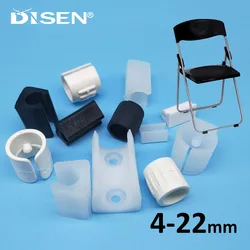 Plastic Chair Foot Floor Glides U-Shape Tubing Caps Cover Black Rectangle Shaped Non-Slip Chair Leg Tip Protectors