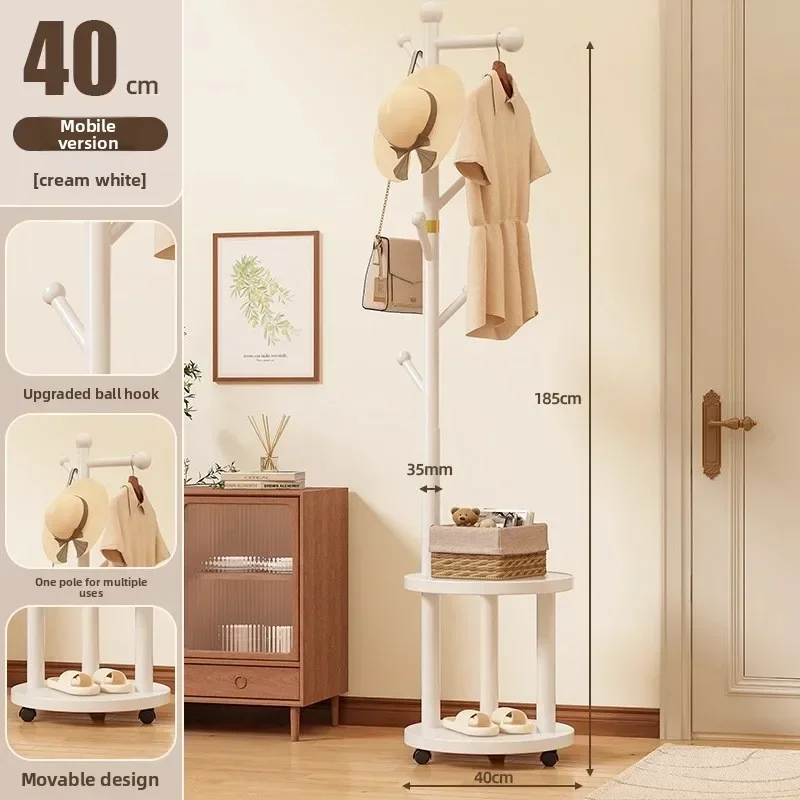Household GoodsSolid Wood Coat Rack Home Floor Multi-functional Hanger Living Room Hanger Bedroom Bedside Clothes Rack Shelf